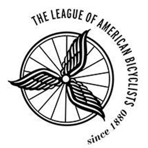 A retro-styled logo in black and white displays a bike frame with three wings sprouting from its hub